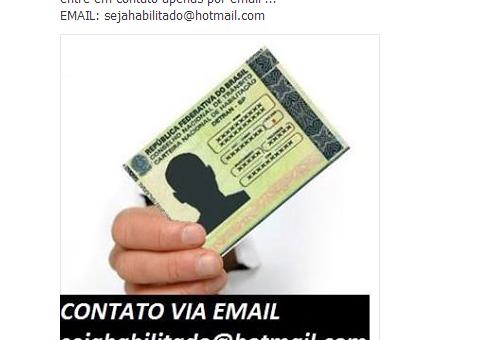 Vende-se carteira de motorista no Facebook